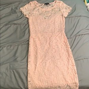 Light pink lace dress.